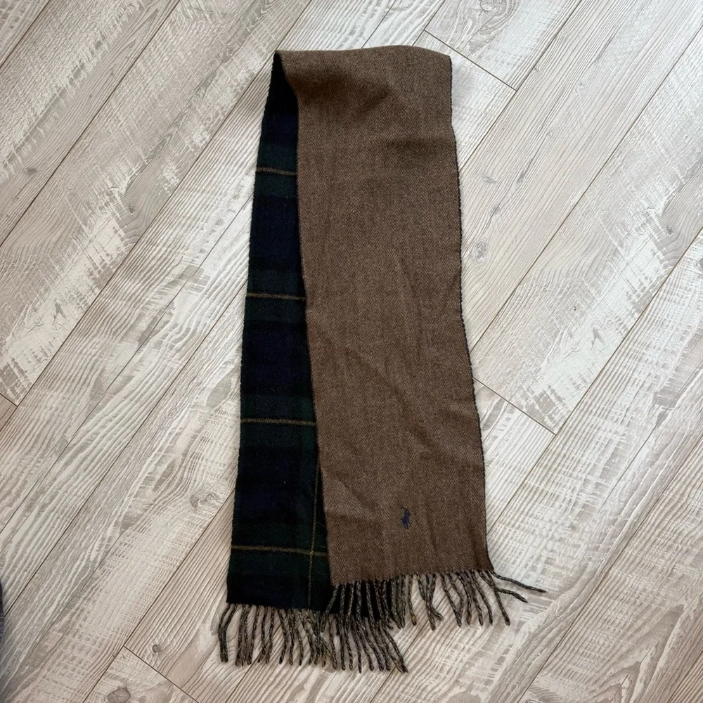 VTG Preppy Vintage 90s Ralph Lauren Polo Reversible Double Face Wool Plaid Scarf